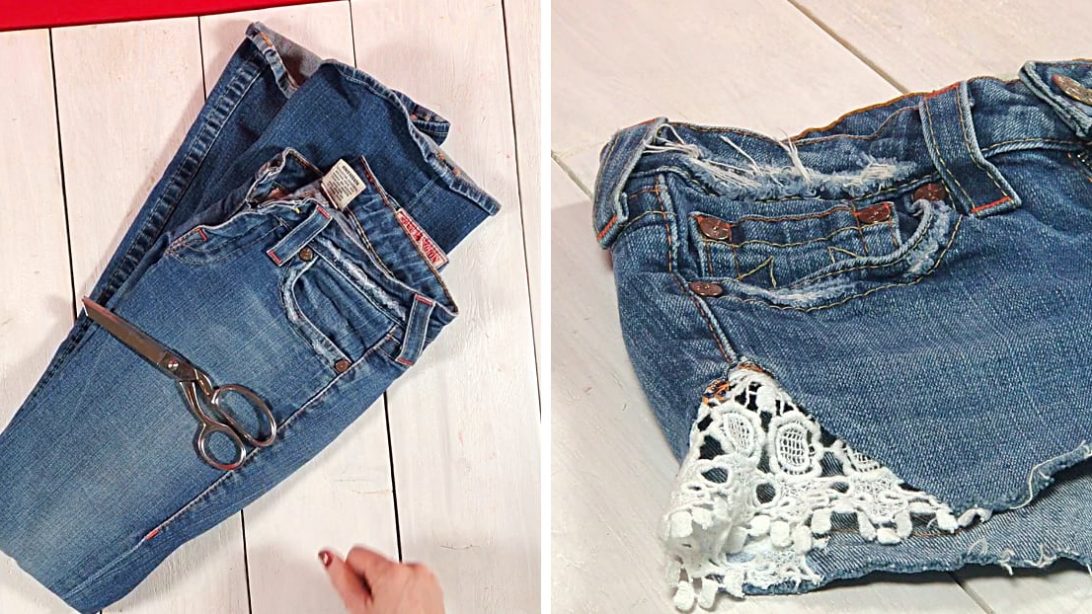 Prepare For The Warmer Weather: Turn Old Jeans Into DIY Lace Cutoffs ...