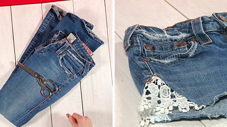 Prepare For The Warmer Weather: Turn Old Jeans Into DIY Lace Cutoffs ...