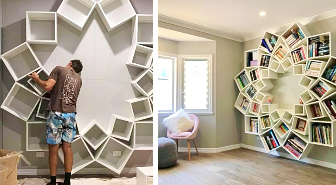 Parents Craft Spiral Bookcase Using Only Wood Boxes Diy Ways