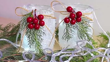 Make these cheap easy Mason Jar Epsom Salts Christmas Lamp Luminaries