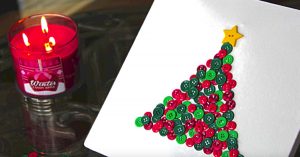 Make easy, attractive, inexpensive Button Wall Art Christmas Tree this holiday season