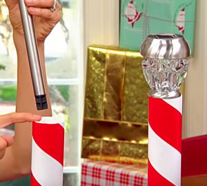 Learn the steps in making a DIY Candy Cane Solar PVC DIY Luminary