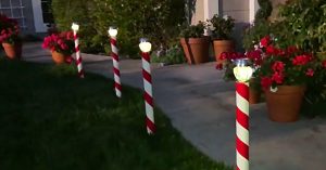 Learn to make Candy Cain Solar Light Poles for your Christmas lawn decor