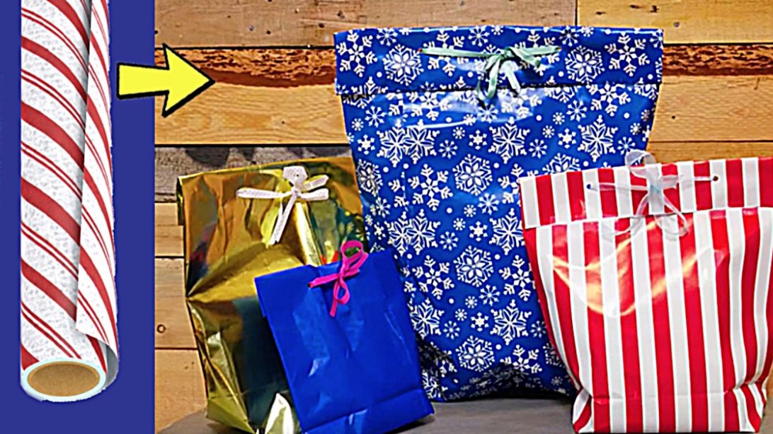 how to make a gift bag out of wrapping paper without tape