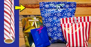 Learn to make a Christmas gift bag out of wrapping paper