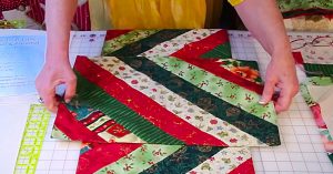 Learn to make this quick easy quilted jellyroll table runner and placemat