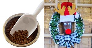 Learn to make this quick easy cheap DIY Wreath from a pet food scoop
