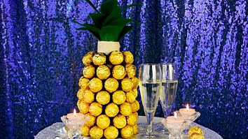 Learn to make a quick east last minute DIY Ferrero Roche Pineapple Champagne Gift