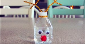 Turn plain water bottles into rudolf the red nosed reindeer
