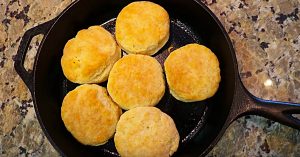 Learn to make delicious quick easy Cracker Barrel Copycat cast iron cooked fluffy biscuits