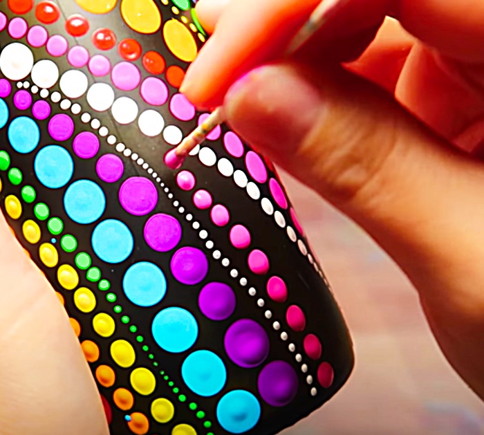 Cover A Wine Bottle With Rainbow Dots For A Gift