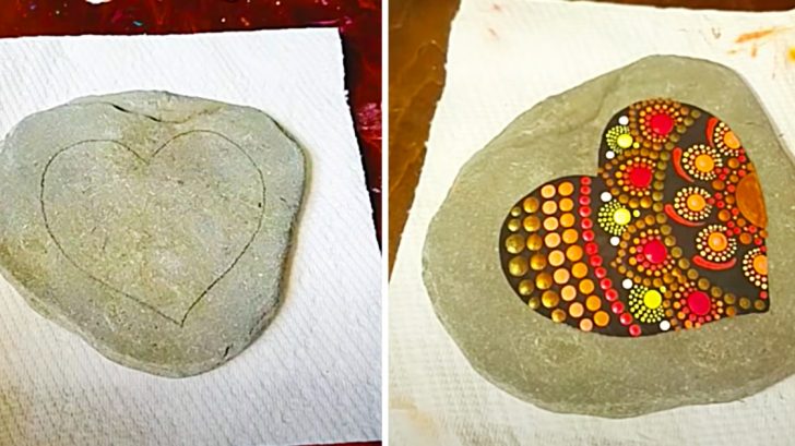 How To make A Heart Mandala Rock
